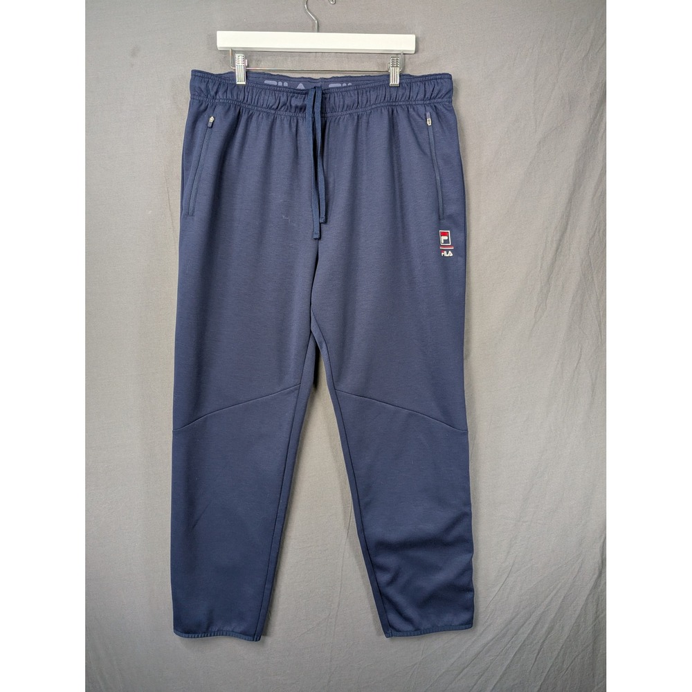FILA Mens‎ Navy Blue Athletic Jogger Sweatpants XL Zipper Pockets Drawstring